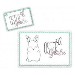 Stickdatei - Postkarte ITH Ostern "Ostergrüße" Hase